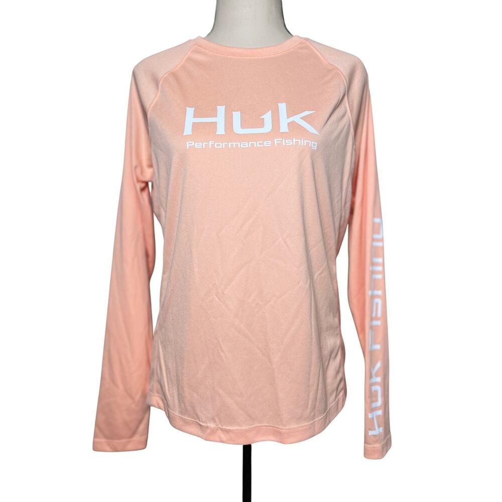 Huk Pursuit Heather Long Sleeve Performance Crewneck Women's Small 50+ UPF